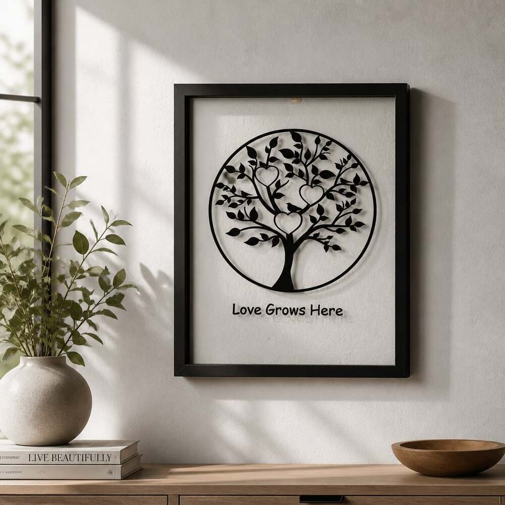 Love Grows Here Tree of Life Framed Wall Art Decor